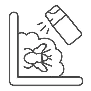Insect spray thin line icon, pest control concept, mosquito spray sign on white Illustrazione stock
