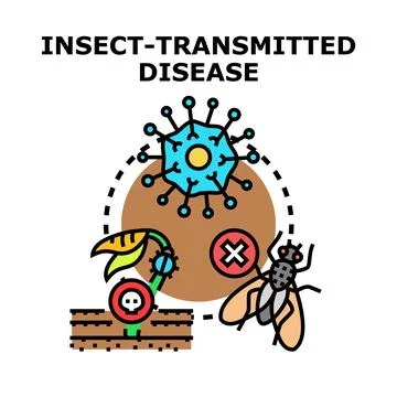 Insect spreading disease causing plant illness and infection Stock Illustration