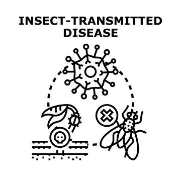 Insect spreading disease causing plant illness and infection Stock Illustration