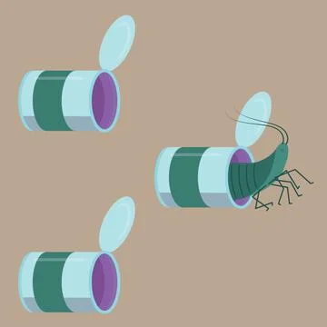 An insect in a tin can.The concept of pollution of nature. Ecological catas.. Stock Illustration