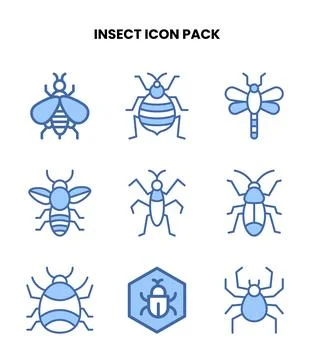 Insect Two Colour Icons Pack Stock Illustration