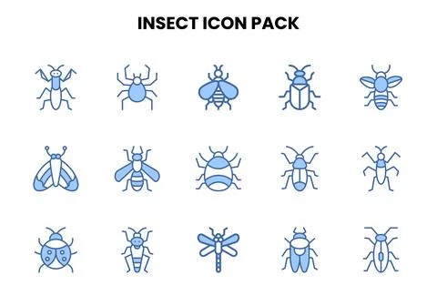 Insect Two Colour Icons Pack Stock Illustration