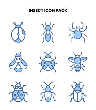 Insect Two Colour Vector Icons Pack Stock Illustration