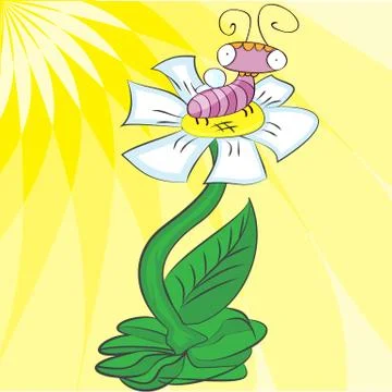 Insect on a yellow background on a flower Illustrazione stock