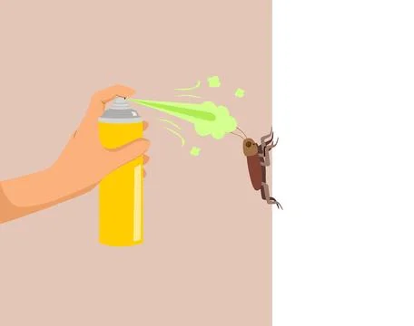Insecticide Spray on Cockroach Cartoon Vector Illustration Stock Illustration