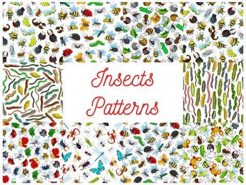 Insects and bugs cartoon pattern patterns 스톡 일러스트