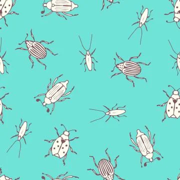 Insects and bugs seamless pattern Stock Illustration
