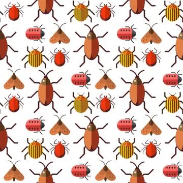 Insects bug vector seamless pattern bugs insects wallpaper cartoon design summer 스톡 일러스트