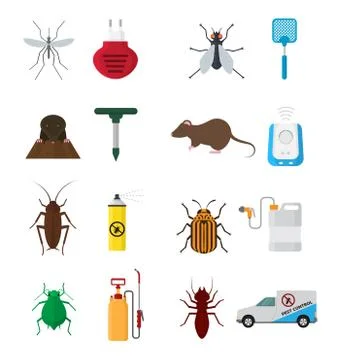 Insects control vector anti pest insecticide aerosol spray and chemical Stock Illustration