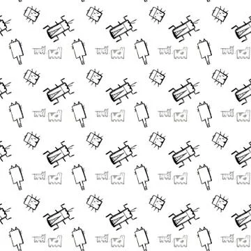 Insects doodle seamless pattern, background with bug, fly, butterfly, ladybug Stock Illustration