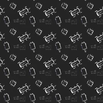 Insects doodle seamless pattern, background with bug, fly, butterfly, ladybug Stock Illustration