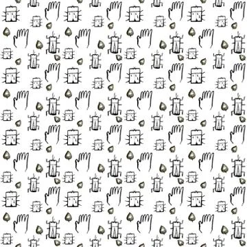 Insects doodle seamless pattern, background with bug, fly, butterfly, ladybug Illustrazione stock