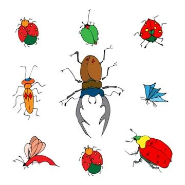 Insects doodle set イラスト素材