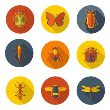 Insects flat icons Stock Illustration