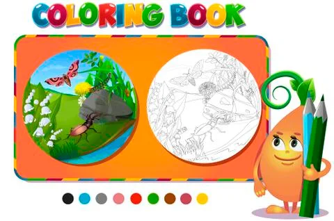 Insects in the forest glade  Stock Illustration