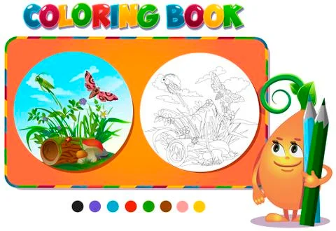 Insects in the forest glade  Stock Illustration