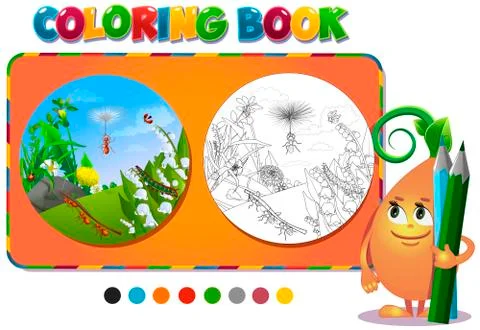 Insects in the forest glade  Stock Illustration