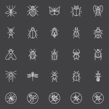 Insects icons set Stock Illustration
