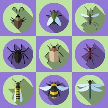 Insects icons set Stock Illustration