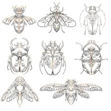 Insects in modern style Stock Illustration