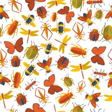 Insects seamless pattern Stock Illustration