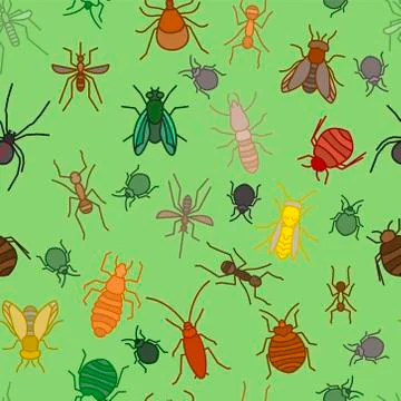 Insects seamless pattern Stock Illustration