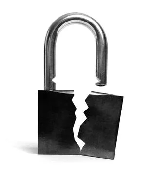 Insecure broken lock Stock Photos