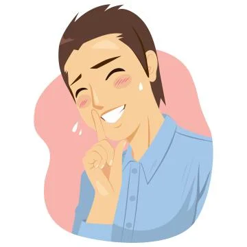 Insecure Man Making Silence Gesture Stock Illustration