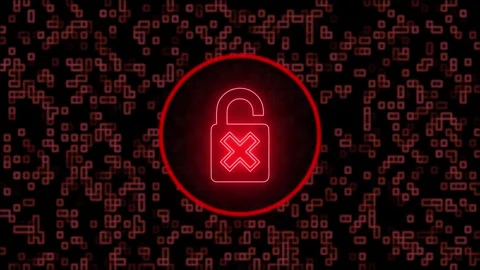 Insecure Neon Sign Message on Red Tech Digital Background Stock Footage 258615107