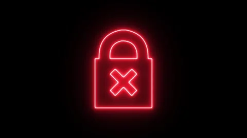 Insecure, Not Safe Padlock Burning Red Icon Symbol Shape  Flickering Effect Stock Footage 248321289