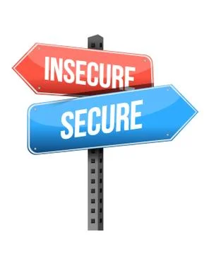 Insecure, secure road sign illustration design over a white background Ilustração Stock