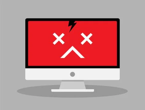 Insecurity and error on computer in trendy flat style isolated on blue backgr Stock Illustration