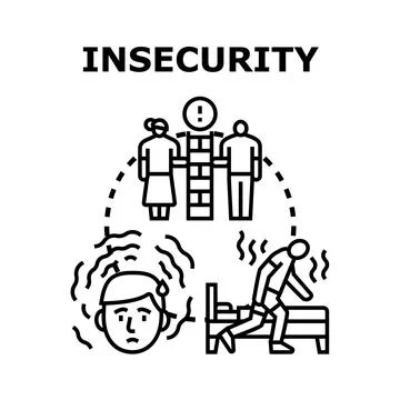 Insecurity concept with anxious man having relationship problems Stock Illustration
