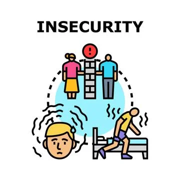 Insecurity concept with anxious man having relationship problems Stock Illustration