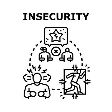 Insecurity concept with social difficulties and anxious feelings Stock Illustration