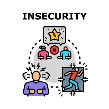 Insecurity concept with social difficulties and anxious feelings Stock Illustration
