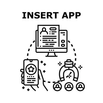 Insert app process, attracting new users online Stock Illustration