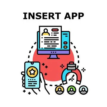 Insert app process, attracting new users online Stock Illustration