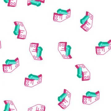 Insert bolt assembly furniture isometric icon seamless pattern Stock Illustration