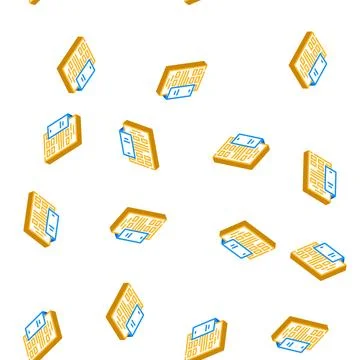 Insert booklet isometric icon seamless pattern sign Stock Illustration