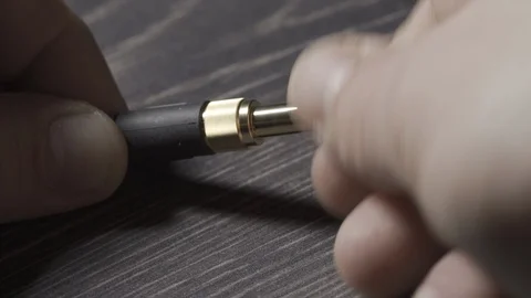 Insert Cable Jack Adapter To Mini Jack Stock Footage 121456440