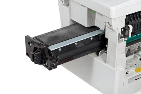 Insert of cartridge in multifunctional device insert of toner cartridge in... Stock Photos