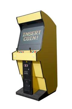 Insert coin on arcade machine Stock Photos