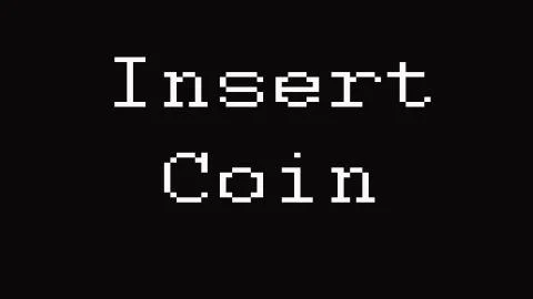 Insert Coin Classic Arcade. Game Over in text titles. Illustrazione stock