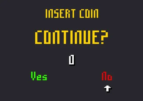 Insert coin countdown continue yes no negative イラスト素材