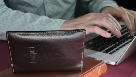 Insert data from International Travel document  Passport for buy fly ticket.. Video stock 242440922