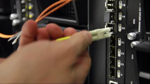 Insert Fiber Cable Stock Footage 35502148