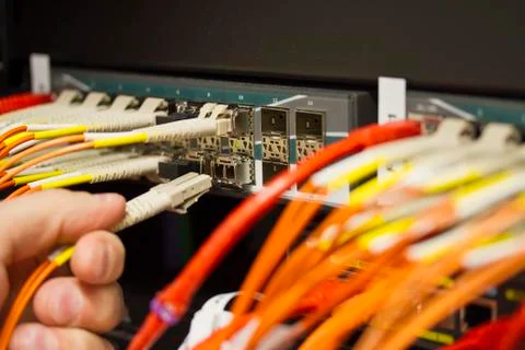 Insert fiber cable Stock Photos