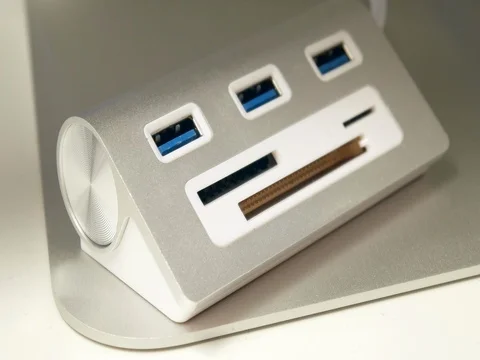 Insert flash card into the card reader Stock Footage 82300453