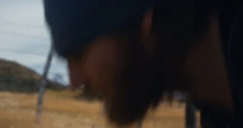 Insert of man doing push-ups with backpack Stock Footage 90404085